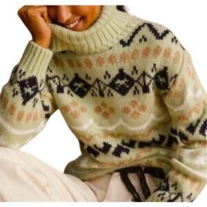 by Anthropologie Womens Turtleneck Tunic Fair Isle Sweater Size XS